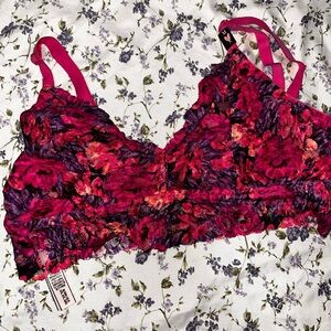 Floral Lace Bralette - Pink and Purple